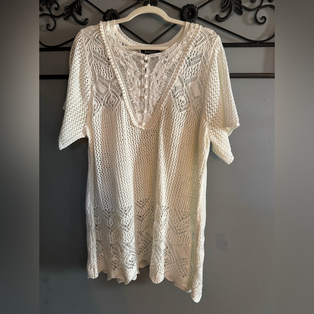 Elegant Cream Crochet Women's Top